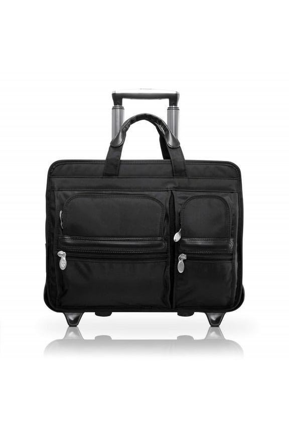 P Series | CLINTON | 17" Nylon Patented Detachable -Wheeled Laptop Briefcase - Black