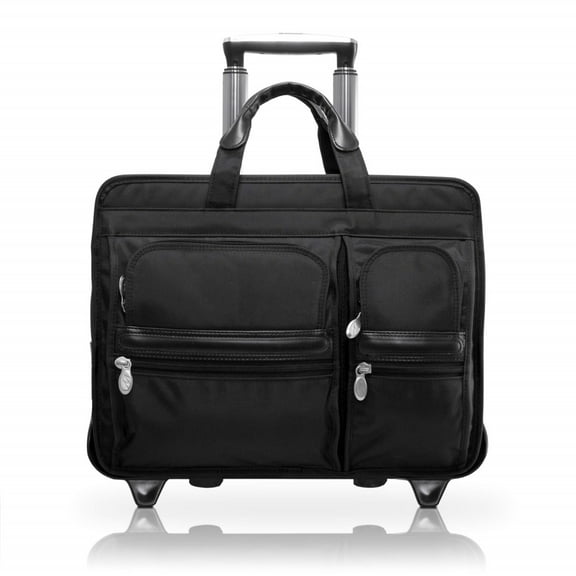 P Series | CLINTON | 17" Nylon Patented Detachable -Wheeled Laptop Briefcase - Black