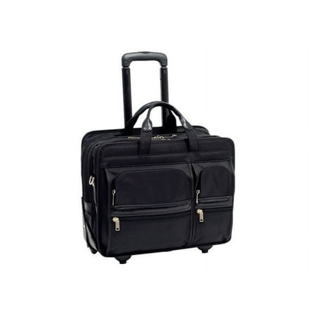 P Series | CLINTON | 17" Nylon Patented Detachable -Wheeled Laptop Briefcase - Black