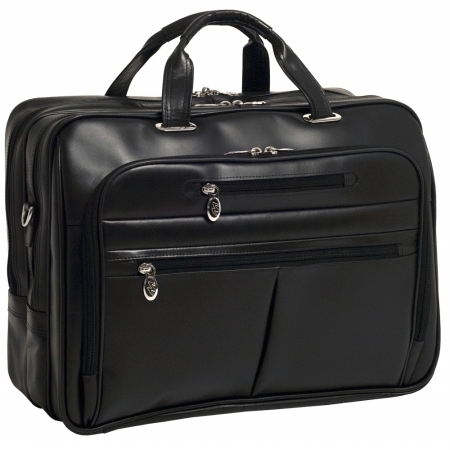 McKlein ROCKFORD, Checkpoint-Friendly Laptop Briefcase, Top Grain Cowhide Leather, Black (86515) - image 1 of 6