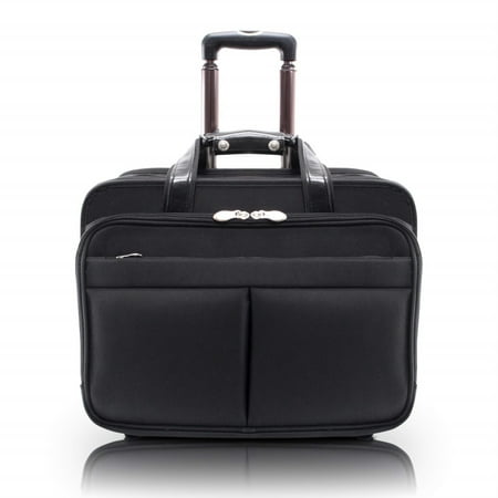 McKlein ROOSEVELT, Patented Detachable Wheeled Laptop Briefcase, Tech-Lite Ballistic Nylon, Black (74555)