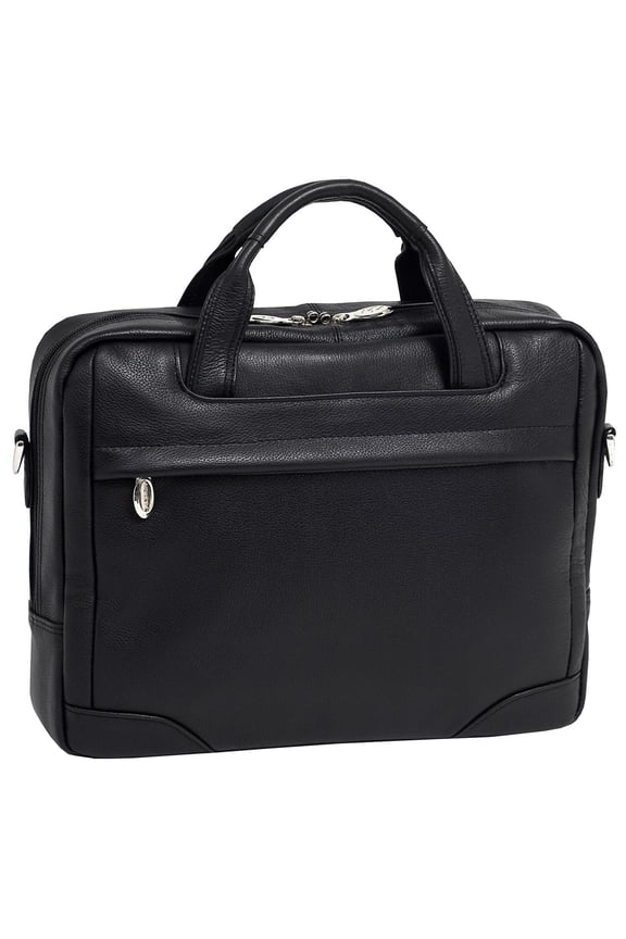 S Series | BRONZEVILLE | 15" Medium Leather Laptop & Tablet Briefcase - Black