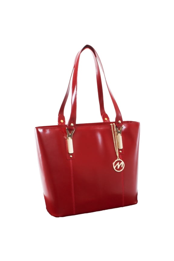 McKlein SAVARNA, Ladies' Tote with Tablet Pocket, Top Grain Cowhide Leather, Red (97576)