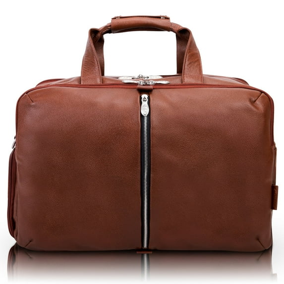 U Series | AVONDALE | 19" Leather, Triple Compartment, Carry-All, Travel, Laptop Duffel - Brown