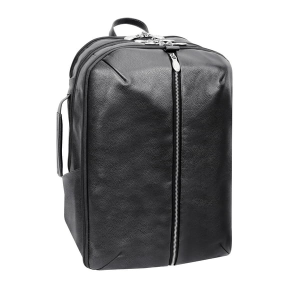 McKlein U Series, ENGLEWOOD , Pebble Grain Calfskin Leather 17" Leather, Triple Compartment, Carry-All, Laptop & Tablet Weekend Backpack, Black (18895)