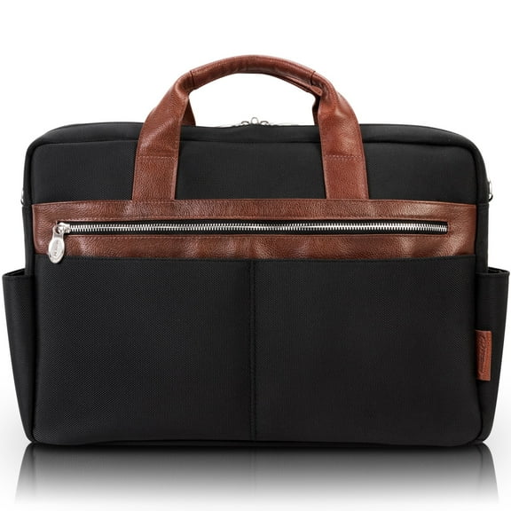 U Series | SOUTHPORT | 17" Nylon, Two-Tone, Dual-Compartment, Laptop & Tablet Briefcase - Black
