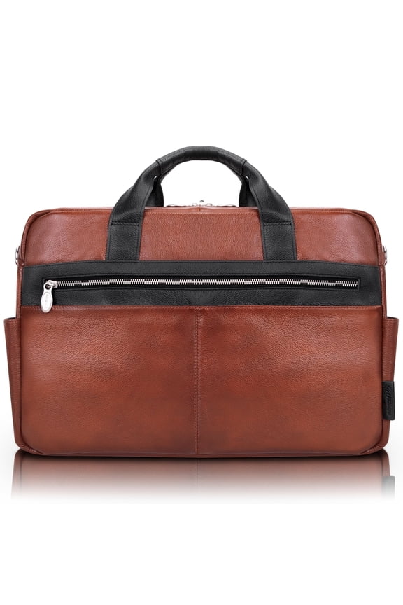 SOUTHPORT | 17 Leather Two-Tone Laptop Briefcase