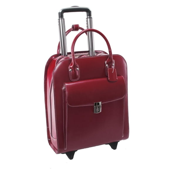 McKlein UPTOWN, Vertical Wheeled Ladies' Laptop Briefcase, Top Grain Cowhide Leather, Red (97696)
