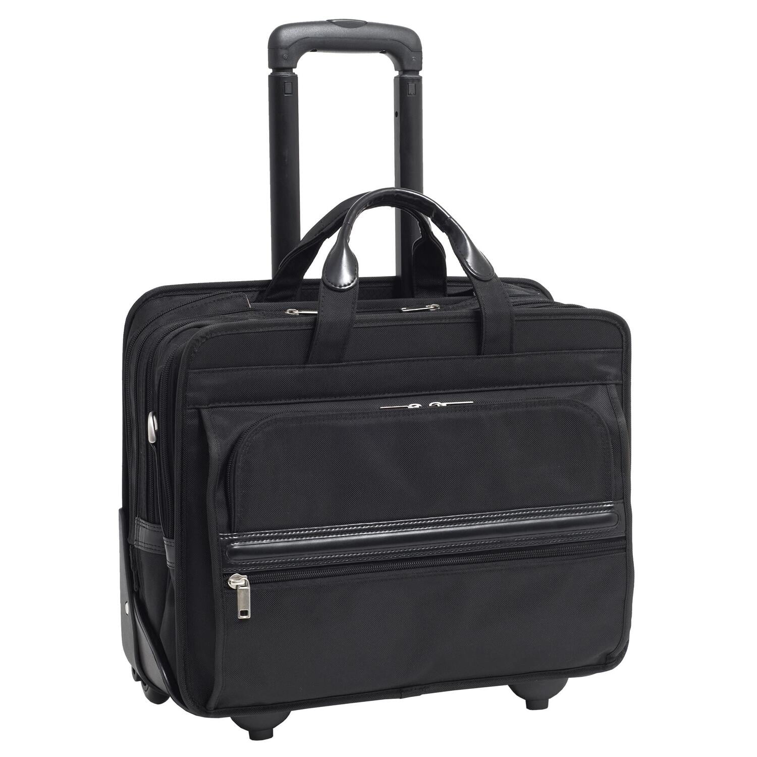 P Series | FRANKLIN | 15.6" Nylon Patented Detachable -Wheeled Laptop Briefcase - Black
