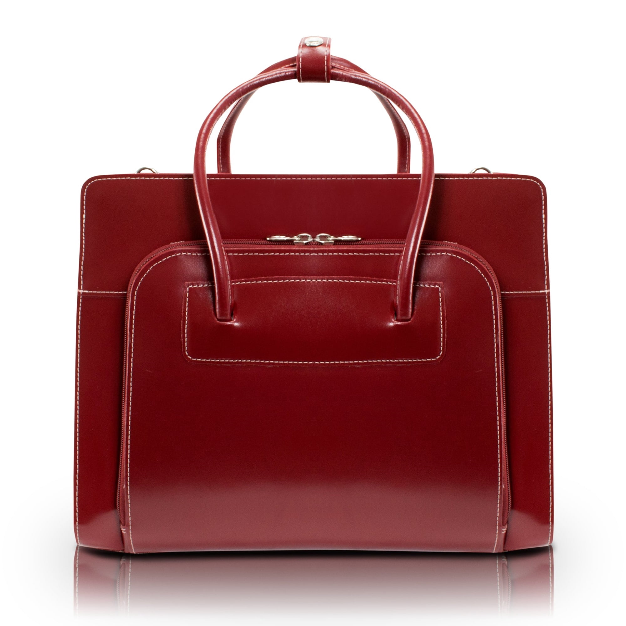 W Series | LAKE FOREST | 15" Leather Laptop Briefcase - Red