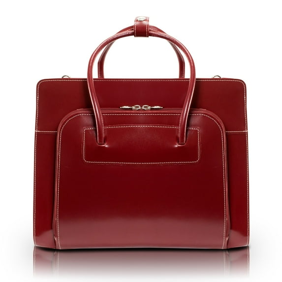 W Series | LAKE FOREST | 15" Leather Laptop Briefcase - Red
