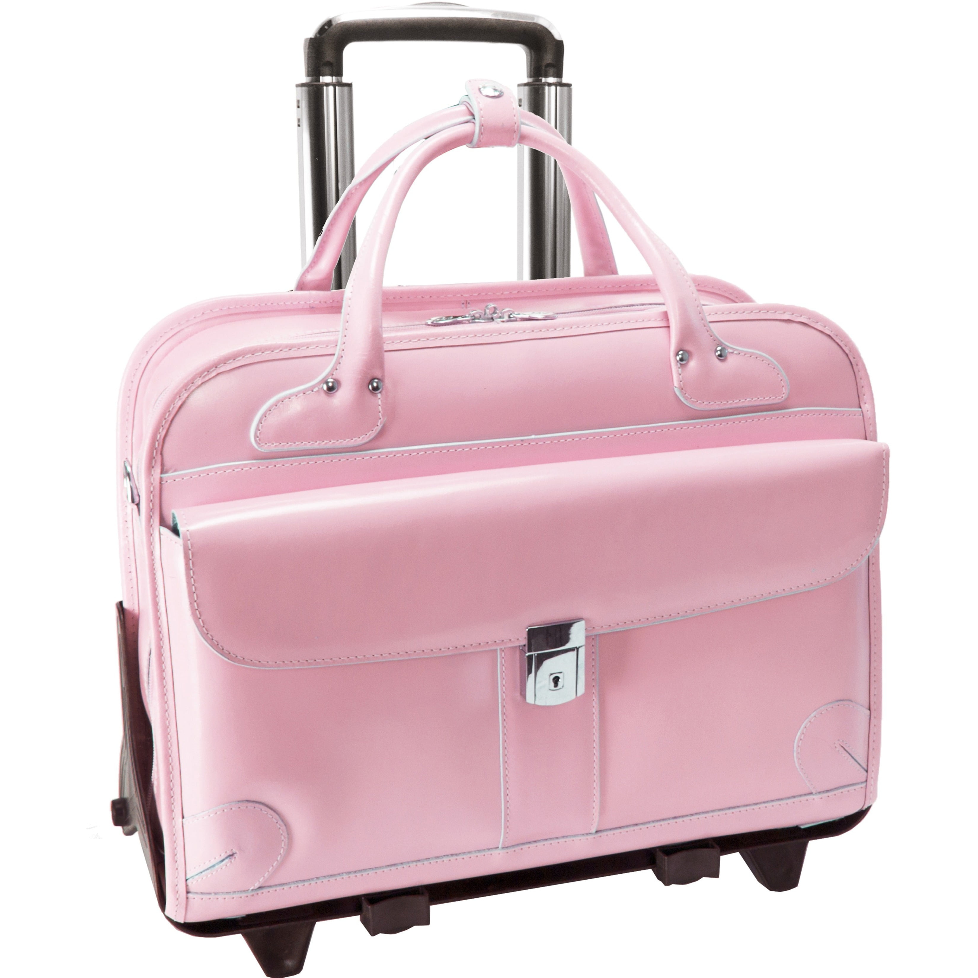 Pink briefcase cheap on wheels