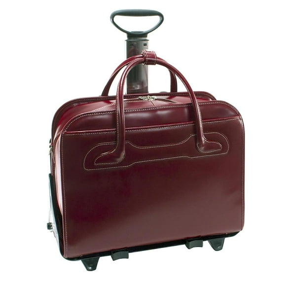 McKlein USA by McKlein Women's Detachable- Wheeled Leather Briefcase, Red