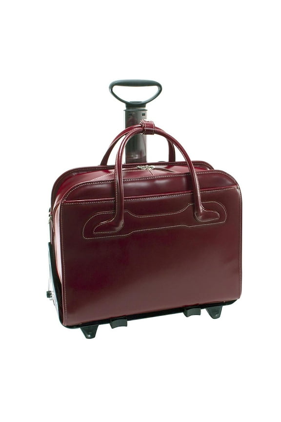 by McKlein Women's Detachable- Wheeled Leather Briefcase, Red