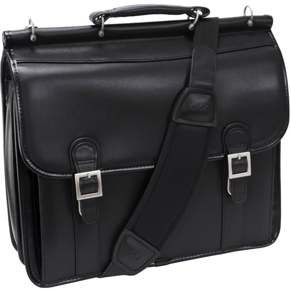 McKlein, V Series, HALSTED, Top Grain Cowhide Leather, 15" Leather Double Compartment Laptop Briefcase