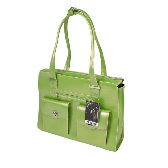 McKleinUSA Verona Laptop Briefcase Womens Career Green Genuine Leather with Removable Laptop Case Travel Bag 96621