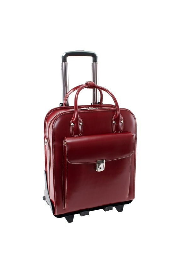 McKlein, W Series, LA GRANGE, Top Grain Cowhide Leather, 15" Leather Vertical Patented Detachable -Wheeled Ladies' Laptop Briefcase