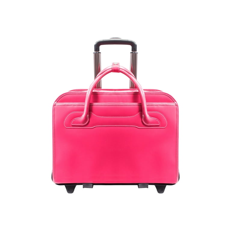 McKlein WILLOWBROOK Patented Detachable Wheeled Ladies Laptop Briefcase Top Grain Cowhide Leather Fuchsia 94983 Walmart