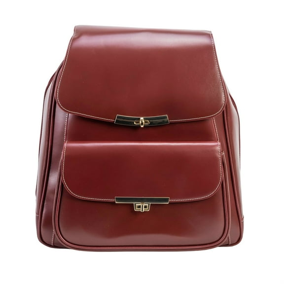 M Series | KENDALL | Leather Business Laptop Tablet Backpack - Red
