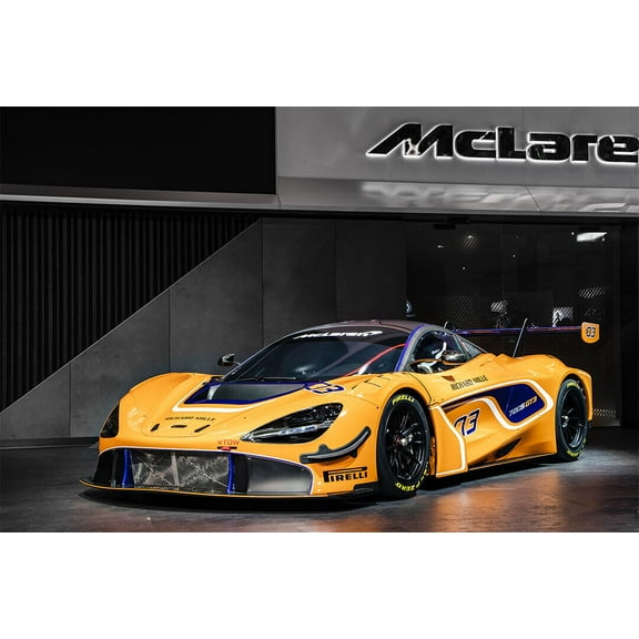 McLaren 720S GT3 Sports Car Expensive Car Wall Art Home Decor - 24x36 Inch Laminated Poster - Stunning Detail and Bold Colors