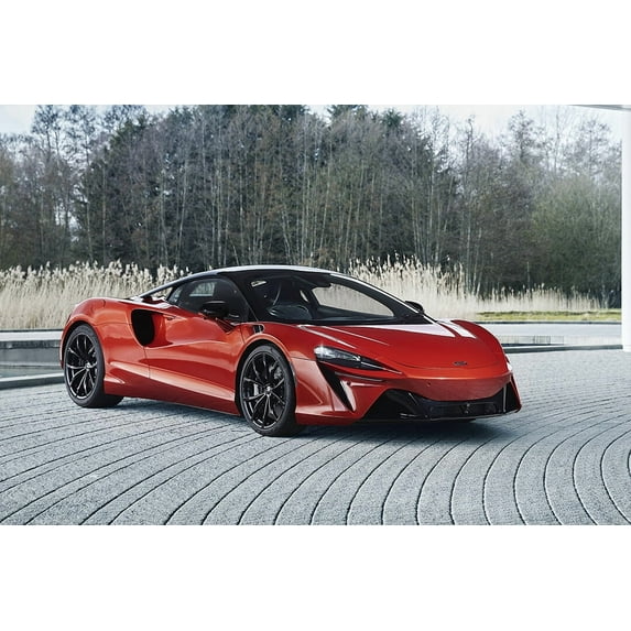 McLaren Artura Hybrid Sports Car Red Art Home Decor - 24x36 Inch Laminated Poster - Stunning Detail and Bold Colors