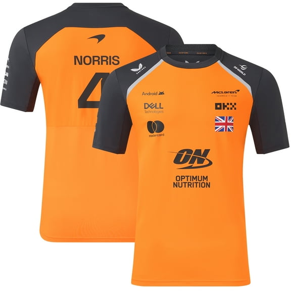 Men's McLaren Lando Norris Orange/Anthracite McLaren F1 Team 2025 Replica Driver Set Up T-Shirt
