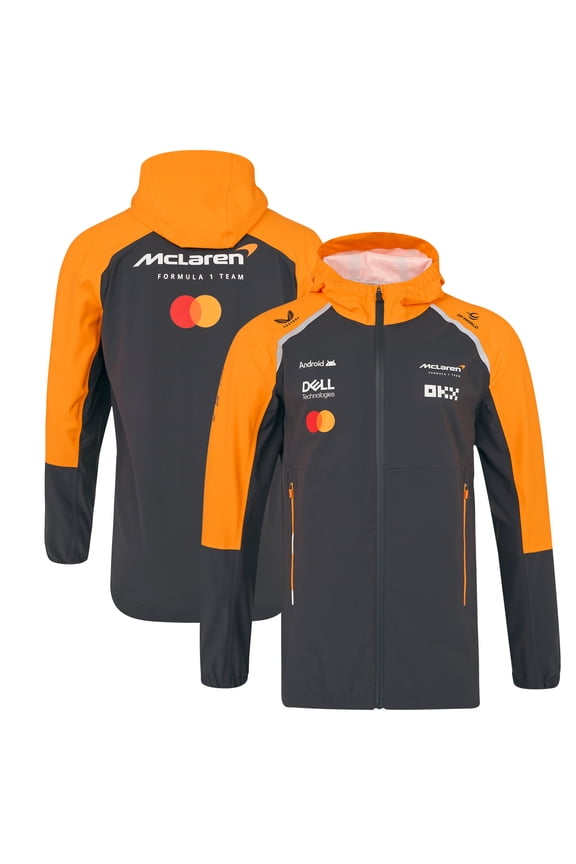 Unisex McLaren Anthracite/Orange McLaren F1 Team 2025 Replica Full-Zip Rain Jacket