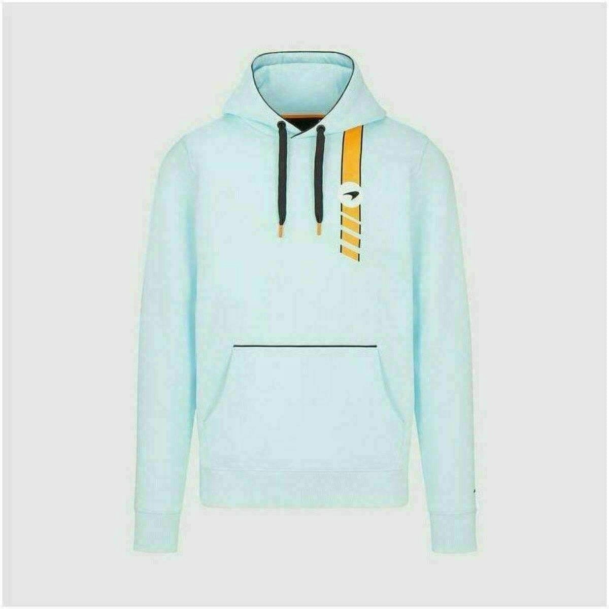 Mens Hoodies Mclaren Gulf Racing Stripe Hooded Sweat McLaren Racing F1 Drafting Hooded Sweatshirt Mens Beige TheRaceWorks