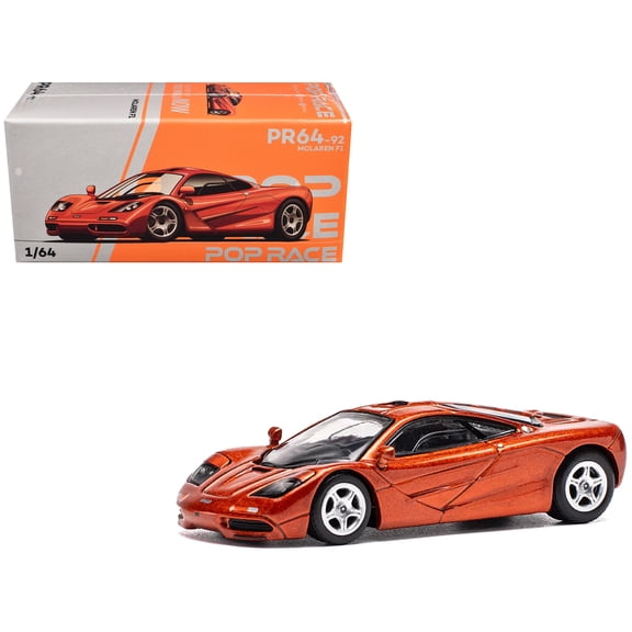 McLaren F1 Orange Metallic 1/64 Die Cast Model Car by Pop Race
