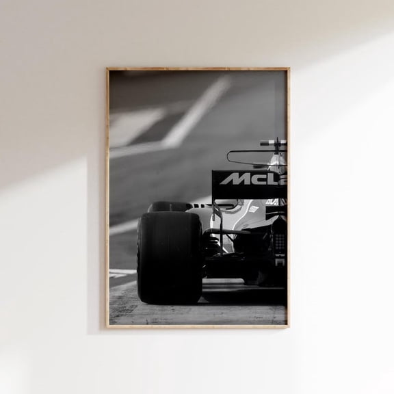 McLaren F1 Racing Car Rear View Black and White Speed Art Poster 8x12 UNFRAMED