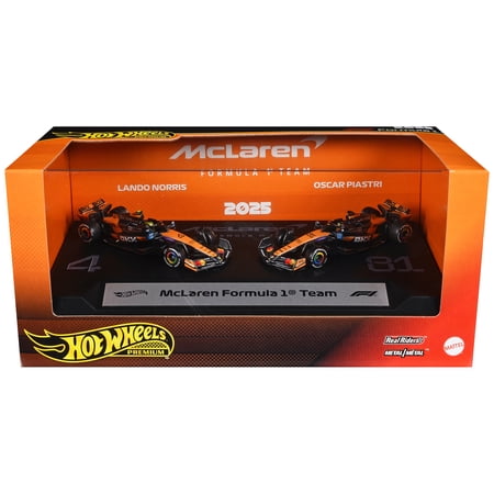 "McLaren Formula 1 Team" Formula One F1 World Championship (2025) 2 Piece Set Diecast Model Cars by Hot Wheels