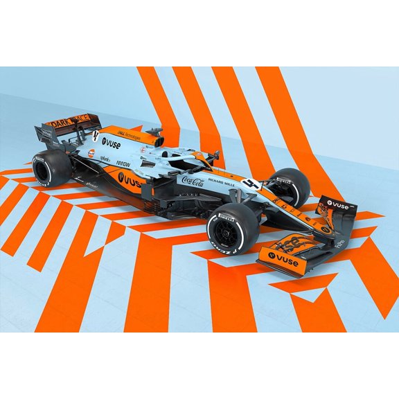 McLaren MCL35M Gulf Racing Car Art Home Decor - 20x30 Inch Laminated Poster - Stunning Detail and Bold Colors