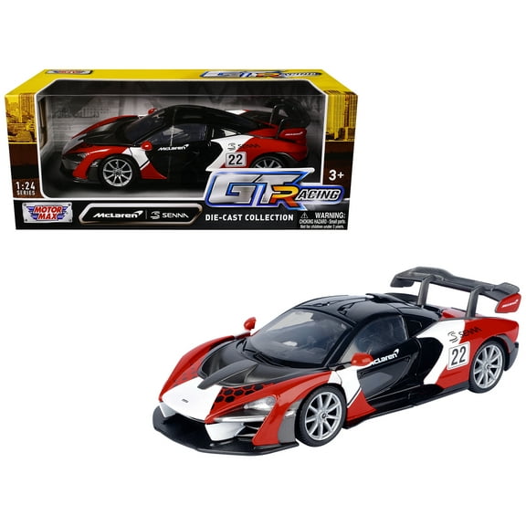 McLaren Senna #22 Black with Red and White Graphics "GT Racing" Series 1/24 Diecast Model Car by Motormax