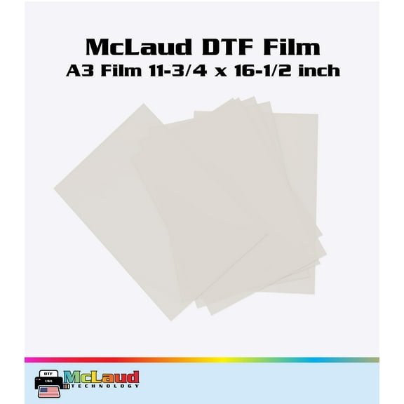 McLaud DTF Transfer Film A3 (11-3/4 x 16-1/2 inch) Cold Peel, Pack of 25