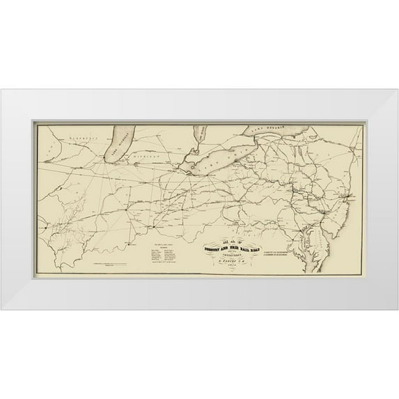 McLaughlin 24x13 White Modern Wood Framed Museum Art Print Titled - Sunbury and Erie Railroad - McLaughlin 1854
