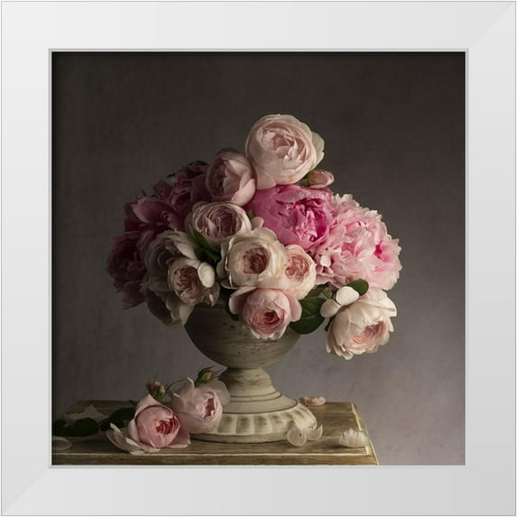 McLean, Leah 20x20 White Modern Wood Framed Museum Art Print Titled - Vintage Pink Petals
