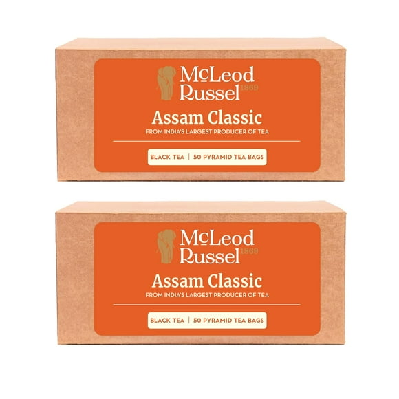 McLeod Russel 1869 Assam Classic Black Tea - Pack Of 2 X 100gm, 3.5 Ounce Each, 100 Pyramid Tea Bags | Second Flush Black Tea - Loose Leaf Black Orthodox | Low Caffeine