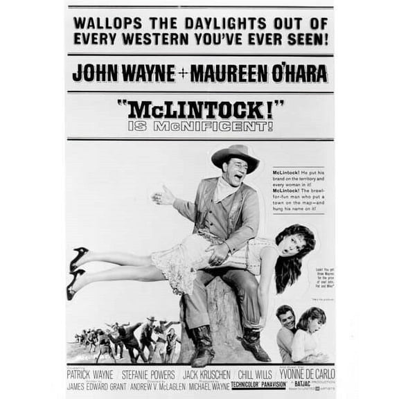 McLintock 1963 John Wayne spanks Maureen O'Hara movie poster art 8x10 photo