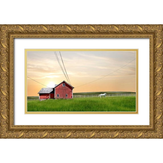 McLoughlin, James 14x10 Gold Ornate Wood Framed with Double Matting Museum Art Print Titled - Farm and Country IV