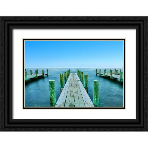 McLoughlin, James 14x11 Black Ornate Wood Framed with Double Matting Museum Art Print Titled - Three Piers