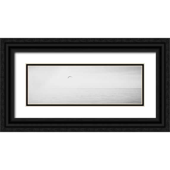 McLoughlin, James 14x7 Black Ornate Wood Framed with Double Matting Museum Art Print Titled - Black and White Water Panel XVI