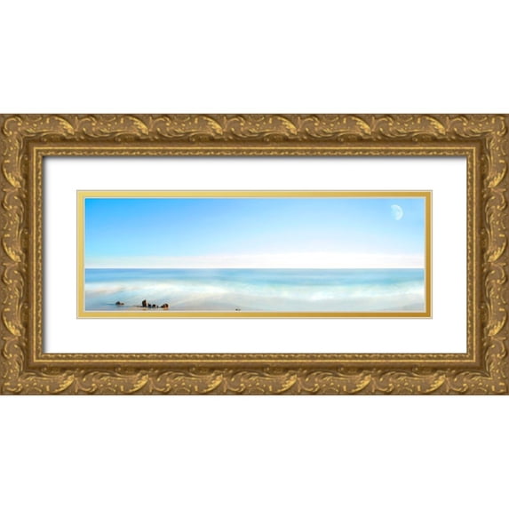 McLoughlin, James 14x7 Gold Ornate Wood Framed with Double Matting Museum Art Print Titled - Beachscape Panorama IX