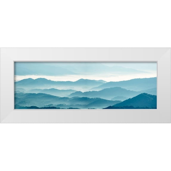 McLoughlin, James 14x7 White Modern Wood Framed Museum Art Print Titled - Misty Mountains X