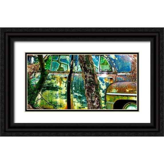 McLoughlin, James 14x9 Black Ornate Wood Framed with Double Matting Museum Art Print Titled - Car Graveyard VIII