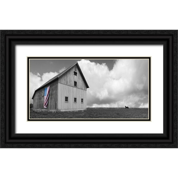 McLoughlin, James 14x9 Black Ornate Wood Framed with Double Matting Museum Art Print Titled - Flags of Our Farmers XVI