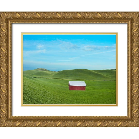 McLoughlin, James 18x15 Gold Ornate Wood Framed with Double Matting Museum Art Print Titled - Barn Scene VI