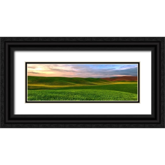 McLoughlin, James 18x9 Black Ornate Wood Framed with Double Matting Museum Art Print Titled - Farmscape Panorama VI