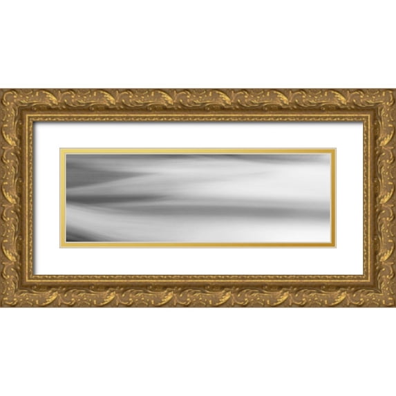 McLoughlin, James 24x11 Gold Ornate Wood Framed with Double Matting Museum Art Print Titled - Black and White Water Panel VII