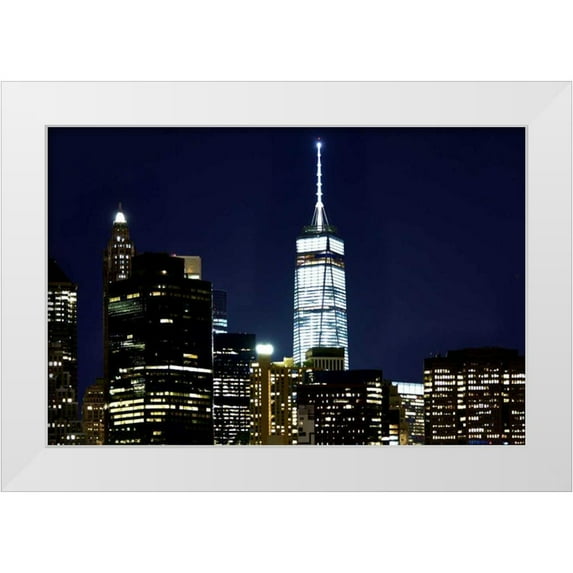 McLoughlin, James 24x17 White Modern Wood Framed Museum Art Print Titled - New York at Night VI