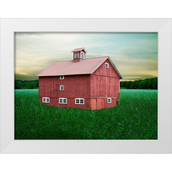 McLoughlin, James 24x19 White Modern Wood Framed Museum Art Print Titled - Barn Scene XII
